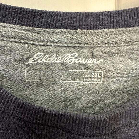 Eddie Bauer Crewneck Shirt Pullover Mens 2XL Waffle Knit Activewear Blue Comfort - Picture 3 of 5